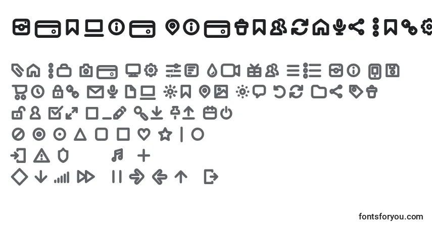 Schriftart Iconic Pictograms Bold trial – Alphabet, Zahlen, spezielle Symbole