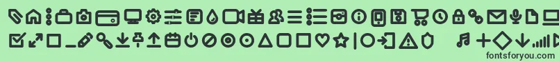 Czcionka Iconic Pictograms Bold trial – czarne czcionki na zielonym tle