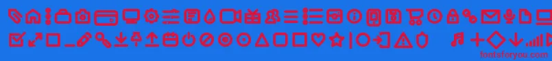Iconic Pictograms Bold trial Font – Red Fonts on Blue Background