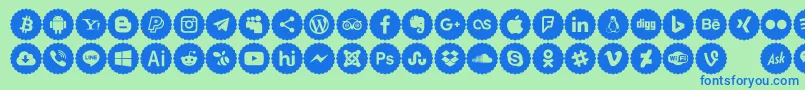 Fonte Icons Color – fontes azuis em um fundo verde