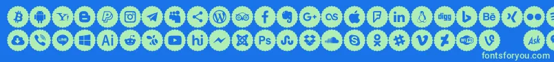 Icons Color Font – Green Fonts on Blue Background