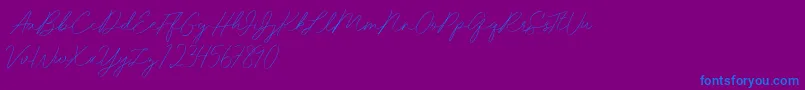 Idana Luisa free-Schriftart – Blaue Schriften auf violettem Hintergrund