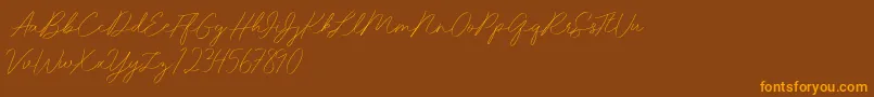 Idana Luisa free-Schriftart – Orangefarbene Schriften auf braunem Hintergrund