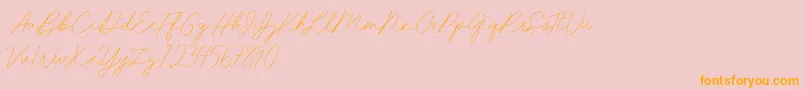 Idana Luisa free-Schriftart – Orangefarbene Schriften auf rosa Hintergrund