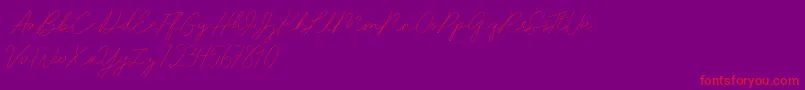 Idana Luisa free-Schriftart – Rote Schriften auf violettem Hintergrund