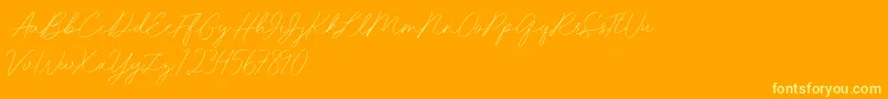 Idana Luisa free-Schriftart – Gelbe Schriften auf orangefarbenem Hintergrund