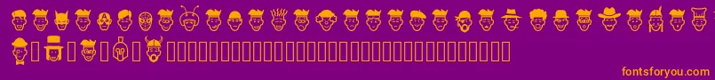 IdeasAndAppsFaces-fontti – oranssit fontit violetilla taustalla
