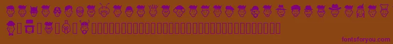 フォントIdeasAndAppsFaces – 紫色のフォント、茶色の背景