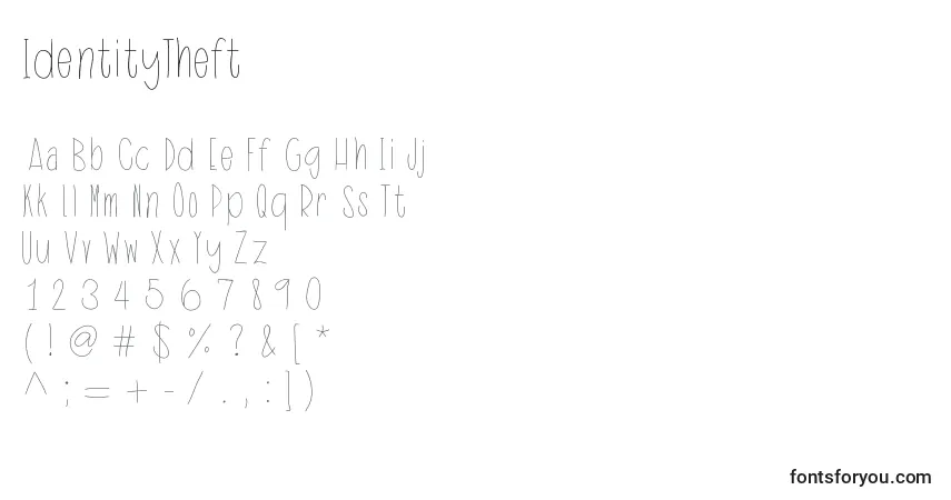 IdentityTheft-fontti – aakkoset, numerot, erikoismerkit