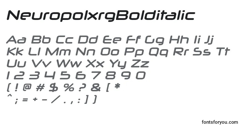 Шрифт NeuropolxrgBolditalic – алфавит, цифры, специальные символы