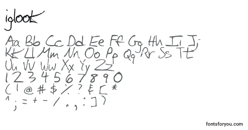 A fonte Iglook (130133) – alfabeto, números, caracteres especiais