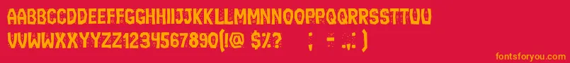 Fonte IgnorantBook – fontes laranjas em um fundo vermelho