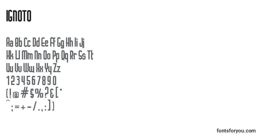 Schriftart IGNOTO   (130136) – Alphabet, Zahlen, spezielle Symbole