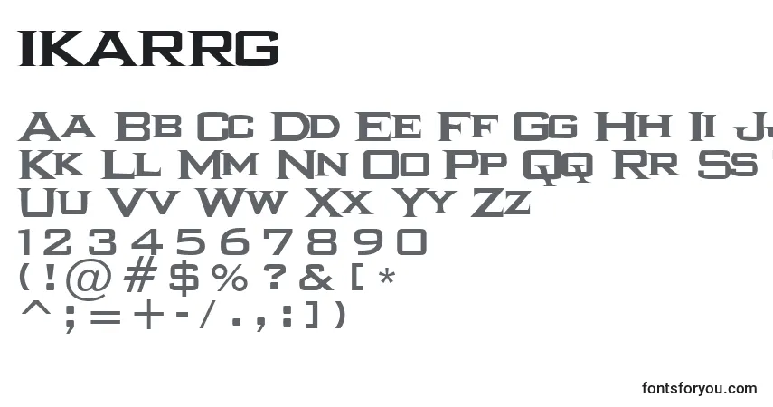 A fonte IKARRG   (130138) – alfabeto, números, caracteres especiais