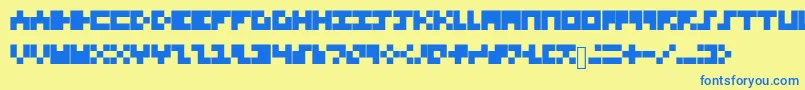 TinyFont-Schriftart – Blaue Schriften auf gelbem Hintergrund