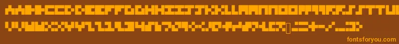 TinyFont-Schriftart – Orangefarbene Schriften auf braunem Hintergrund