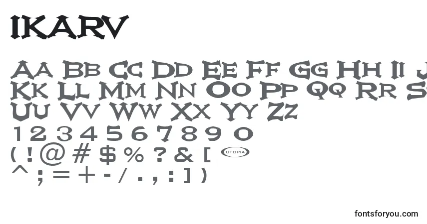 A fonte IKARV    (130140) – alfabeto, números, caracteres especiais
