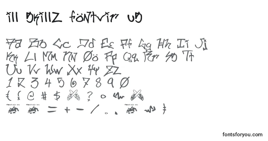 Czcionka Ill skillz fontvir us – alfabet, cyfry, specjalne znaki