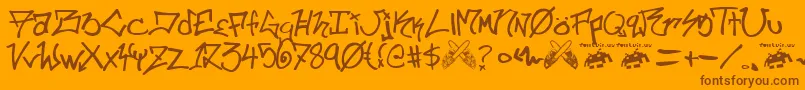 フォントill skillz fontvir us – オレンジの背景に茶色のフォント