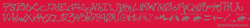 フォントill skillz fontvir us – 赤い背景に灰色の文字