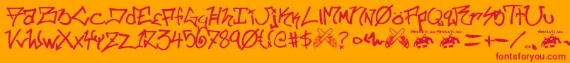 Шрифт ill skillz fontvir us – красные шрифты на оранжевом фоне