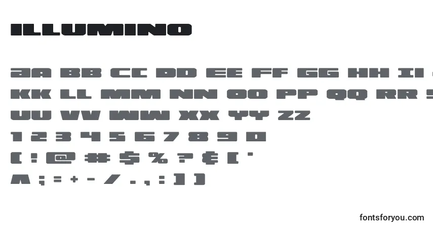 Шрифт Illumino (130143) – алфавит, цифры, специальные символы