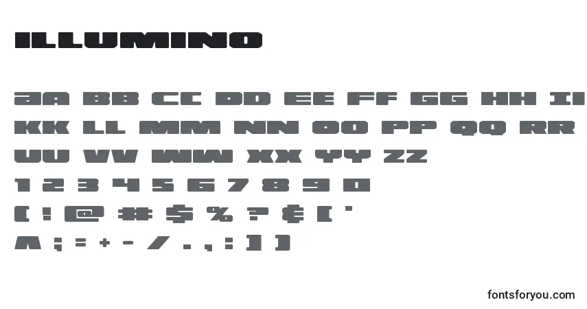 A fonte Illumino (130144) – alfabeto, números, caracteres especiais