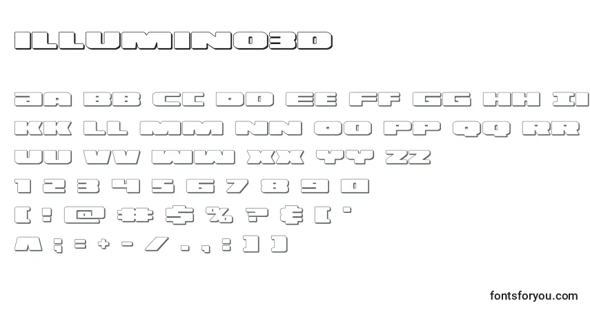 A fonte Illumino3d (130145) – alfabeto, números, caracteres especiais