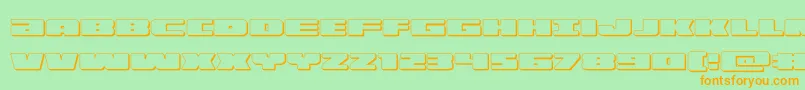 フォントillumino3d – オレンジの文字が緑の背景にあります。