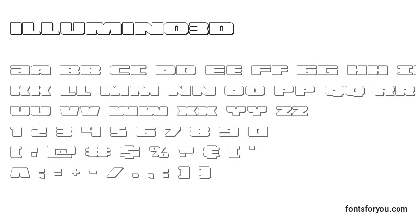 Illumino3d (130146)フォント–アルファベット、数字、特殊文字