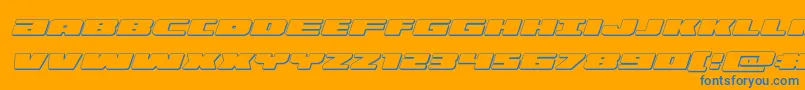 illumino3dital-Schriftart – Blaue Schriften auf orangefarbenem Hintergrund