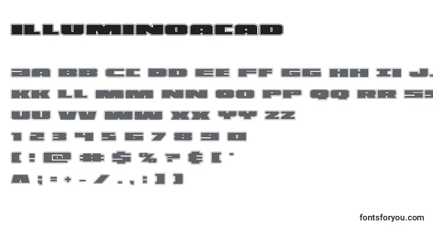 Fuente Illuminoacad (130150) - alfabeto, números, caracteres especiales