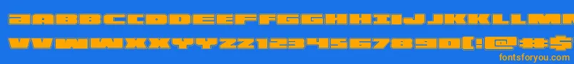 illuminoacad-Schriftart – Orangefarbene Schriften auf blauem Hintergrund