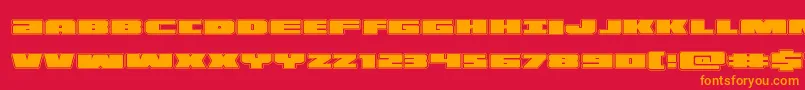 illuminoacad-Schriftart – Orangefarbene Schriften auf rotem Hintergrund