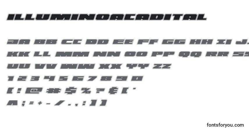 Fuente Illuminoacadital (130152) - alfabeto, números, caracteres especiales