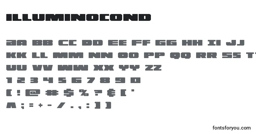 Schriftart Illuminocond (130154) – Alphabet, Zahlen, spezielle Symbole