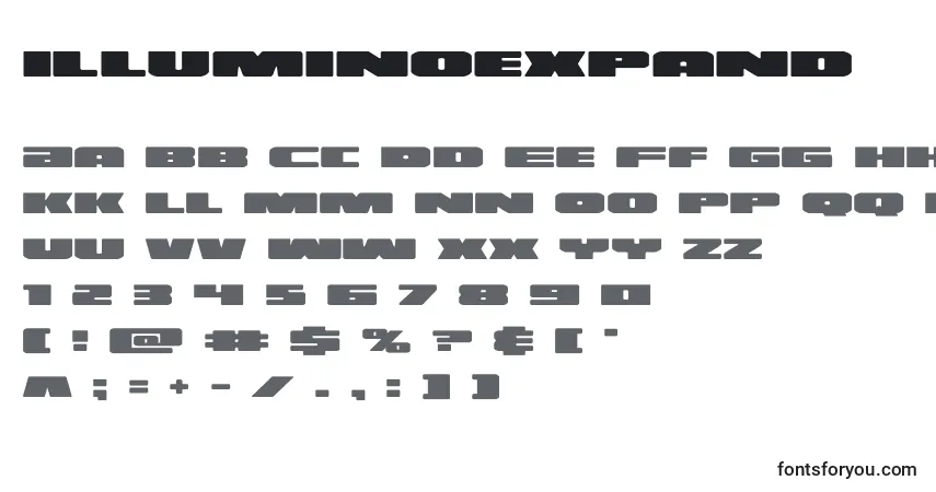 Illuminoexpand (130157)フォント–アルファベット、数字、特殊文字