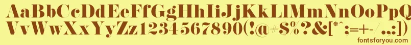 フォントPistilliRoman – 茶色の文字が黄色の背景にあります。