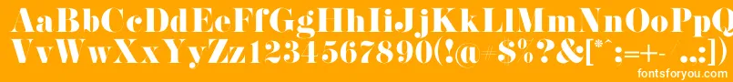 PistilliRoman-Schriftart – Weiße Schriften auf orangefarbenem Hintergrund