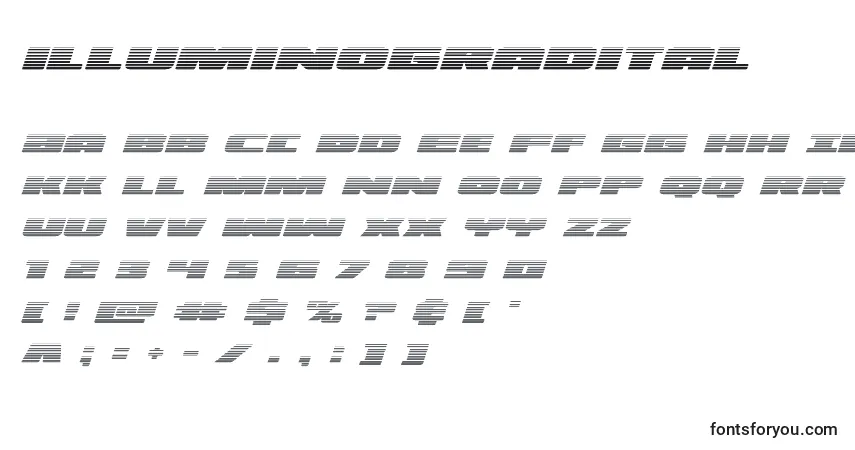 A fonte Illuminogradital (130164) – alfabeto, números, caracteres especiais