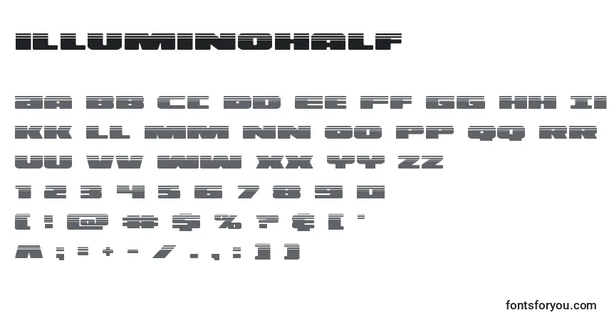 A fonte Illuminohalf (130166) – alfabeto, números, caracteres especiais