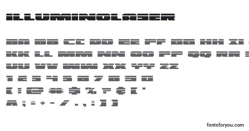 A fonte Illuminolaser (130171) – alfabeto, números, caracteres especiais