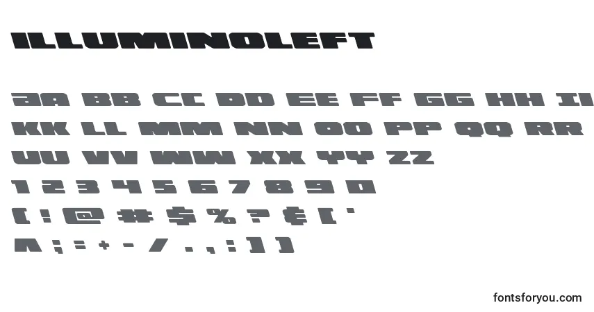 Шрифт Illuminoleft (130176) – алфавит, цифры, специальные символы