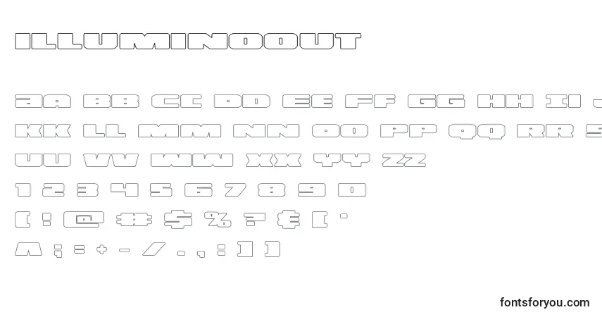 Czcionka Illuminoout (130177) – alfabet, cyfry, specjalne znaki