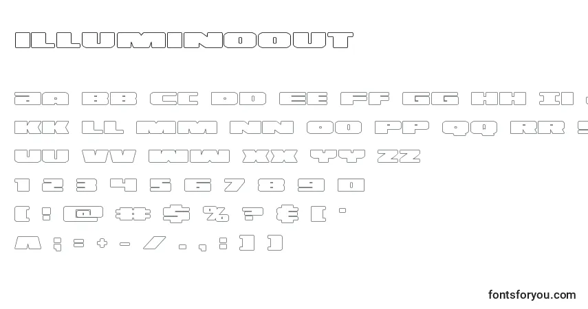 Czcionka Illuminoout (130178) – alfabet, cyfry, specjalne znaki