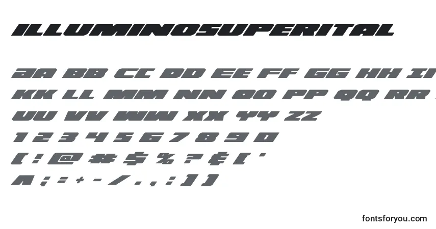 Illuminosuperital (130181)フォント–アルファベット、数字、特殊文字