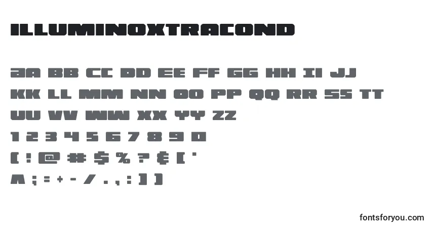 A fonte Illuminoxtracond (130183) – alfabeto, números, caracteres especiais