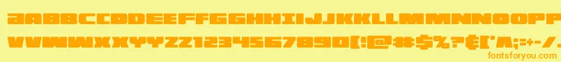 フォントilluminoxtracond – オレンジの文字が黄色の背景にあります。