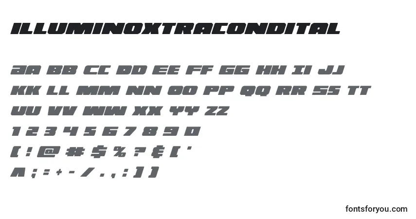 Illuminoxtracondital (130185)フォント–アルファベット、数字、特殊文字