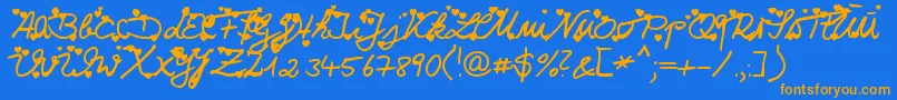 Iloveyou Font – Orange Fonts on Blue Background